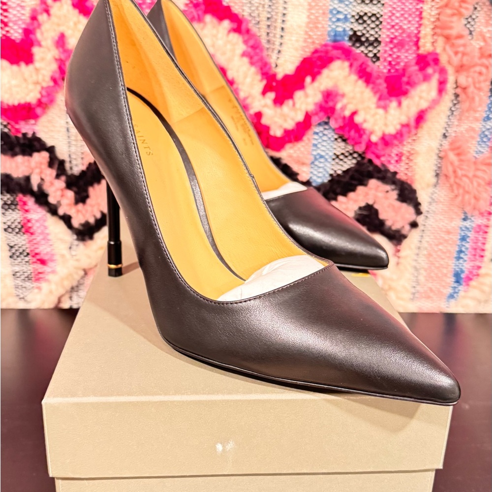 NWT - ALL SAINTS NOVA COURT SHOE BLACK LEATHER PUMP
